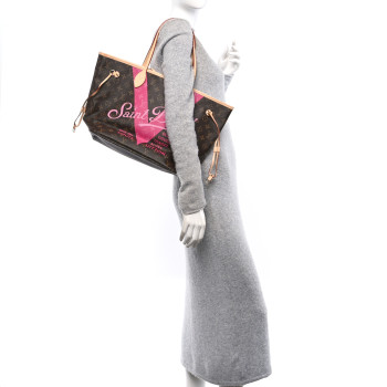LOUIS VUITTON Monogram Saint Barth V Neverfull MM Hot Pink