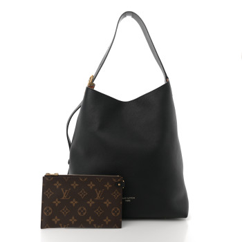 LOUIS VUITTON Grained Calfskin Low Key Hobo MM Black