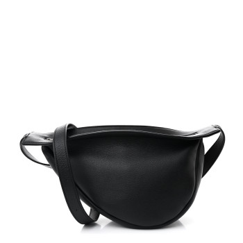THE ROW Smooth Calfskin Small Slouchy Banana Bag Black