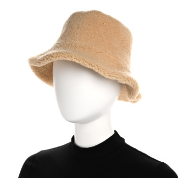 HERMES Shearling Womens Fauve Bucket Hat 57 Marron Tonka