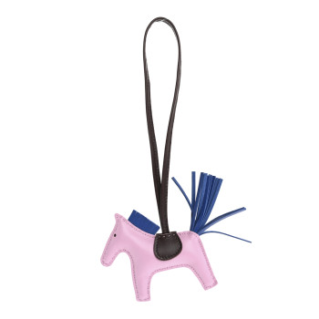 HERMES Milo Lambskin Grigri Rodeo Horse Bag Charm PM Mauve Sylvestre Bleu France Rouge Sellier