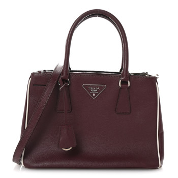 PRADA Saffiano Small Galleria Double Zip Tote Granato