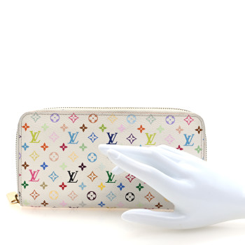 LOUIS VUITTON Monogram Multicolor Zippy Wallet White Orange