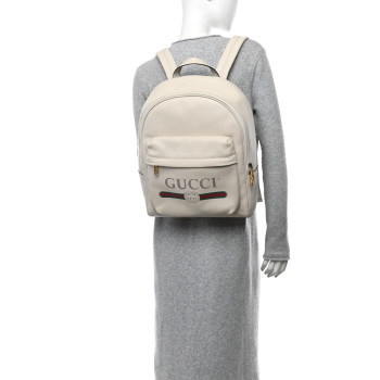 GUCCI Calfskin Logo Day Backpack Mystic White