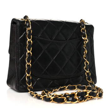 CHANEL Lambskin Quilted Mini Square Flap Bag Black