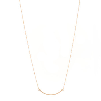 TIFFANY 18K Rose Gold Small T Smile Pendant Necklace