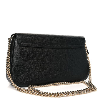 GUCCI Pebbled Calfskin Medium Soho Flap Crossbody Black