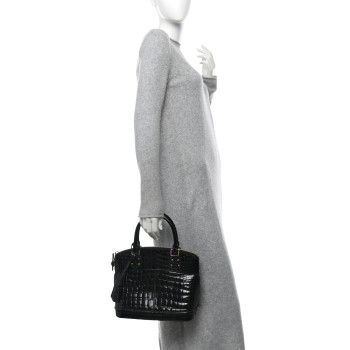 LOUIS VUITTON Crocodile Lockit PM Black