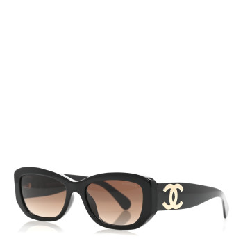 CHANEL Acetate Rectangle Sunglasses 5493-A Black Brown