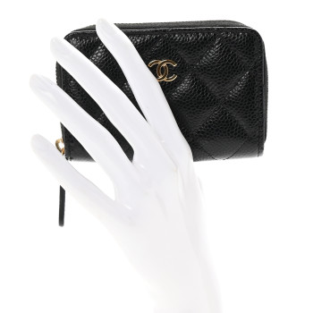 CHANEL Caviar Quilted Zip Coin Purse Black