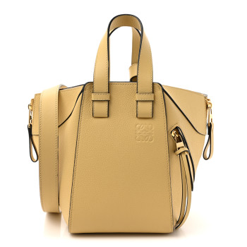LOEWE Soft Grained Calfskin Compact Hammock Shoulder Bag Dark Butter