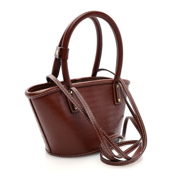 JACQUEMUS Weave Embossed Calfskin Le Petit Panier Soli Cuir