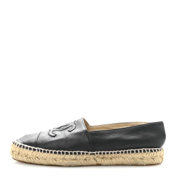 CHANEL Lambskin CC Espadrilles 39 Black