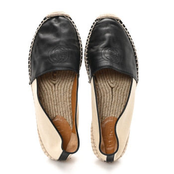 GUCCI Nappa Canvas Espadrilles 35 Natural Black