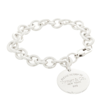 TIFFANY Sterling Silver Return to Tiffany Round Tag Charm Bracelet