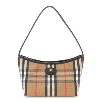 BURBERRY Coated Canvas Vintage Check Calfskin Mini Highlands Shoulder Bag Sand