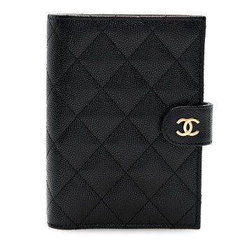 CHANEL Caviar Quilted Passport Holder Black