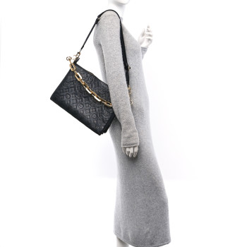 LOUIS VUITTON Lambskin Embossed Monogram Coussin MM  Black