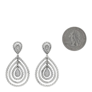 DAVID YURMAN Sterling Silver Diamond Cable Classic Teardrop Earrings