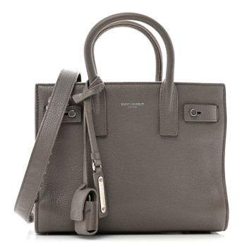 SAINT LAURENT Grained Calfskin Nano Supple Sac De Jour Fog