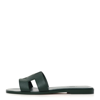 HERMES Calfskin Oran Sandals 40 Vert Viride