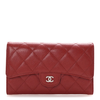 CHANEL Caviar Quilted Large Flap Wallet Red