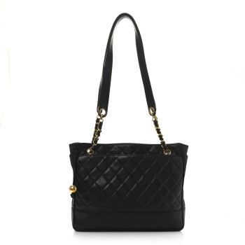 CHANEL Lambskin Quilted Shoulder Bag Black