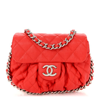 CHANEL Washed Lambskin Mini Chain Around Messenger Red