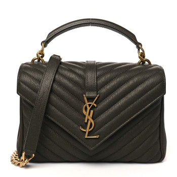 SAINT LAURENT Sheepskin Matelasse Chevron Monogram Medium College Bag Light Musk