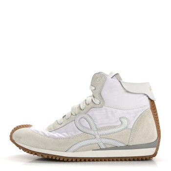 LOEWE Nylon Suede Flow Retro Runner High Top Sneakers 37 White