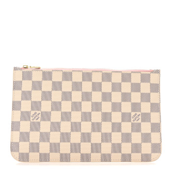 LOUIS VUITTON Damier Azur Neverfull MM GM Pochette Rose Ballerine