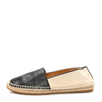 GUCCI Nappa Canvas Espadrilles 35 Natural Black
