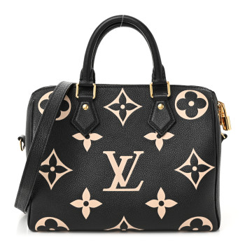 LOUIS VUITTON Empreinte Monogram Giant Speedy Bandouliere 25 Black Beige