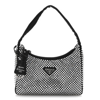 PRADA Satin Crystal Mini Re-Edition 2000 Bag Cristal