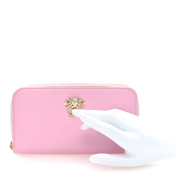 VERSACE Vitello Palazzo Medusa Zip Around Wallet Pink