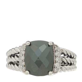 DAVID YURMAN Sterling Silver Diamond Hematite 10mm Petite Wheaton Ring 51 5.75