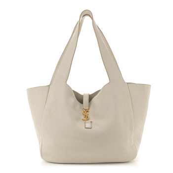 SAINT LAURENT Grained Deerskin Bea Tote Blanc Vintage