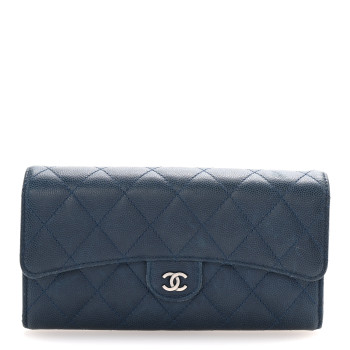 CHANEL Caviar Quilted Large Gusset Flap Wallet Navy CHANEL Caviar Quilted Large Gusset Flap Wallet Navy