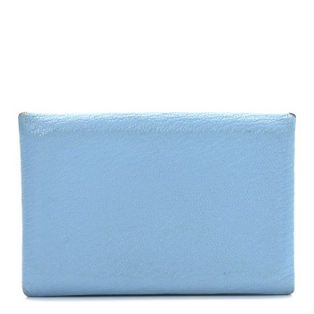 HERMES Chevre Chamkila Calvi Card Case Bleu Du Nord