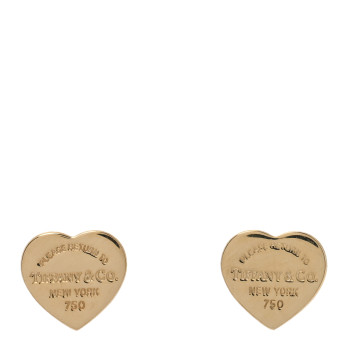 TIFFANY 18K Yellow Gold Return To Tiffany Heart Tag Earrings