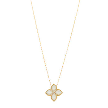 ROBERTO COIN 18K Yellow Gold Diamond Mother of Pearl Venetian Princess Medium Flower Pendant Necklace