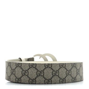 GUCCI GG Supreme Monogram Plutone Calfskin Enamel Double G 40mm Belt 70 28 Beige Ebony Mystic White