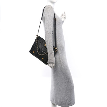 CHANEL Caviar Quilted Supple Twins Hobo Bag Black