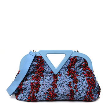 BOTTEGA VENETA Textured Fabric Medium The Point Triangle Bag Red Blue