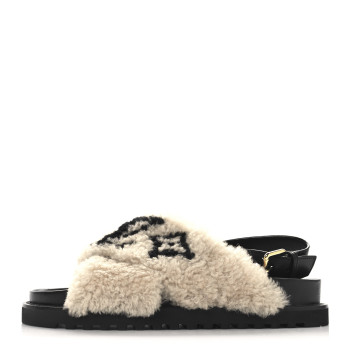 LOUIS VUITTON Shearling Paseo Sandals 39 Black
