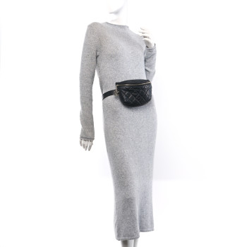 CHANEL Grained Calfskin Quilted Waist Belt Bag Black