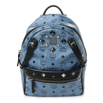 MCM Visetos Studded Small Dual Stark Backpack Denim