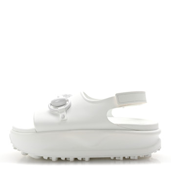 GUCCI Soft Rubber Horsebit Touch Womens Strapped Sandals 37 Great White