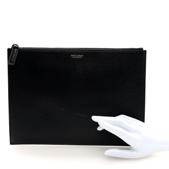 SAINT LAURENT Grain de Poudre Zipped Document Holder Black