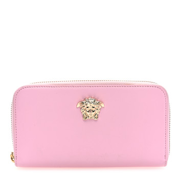 VERSACE Vitello Palazzo Medusa Zip Around Wallet Pink